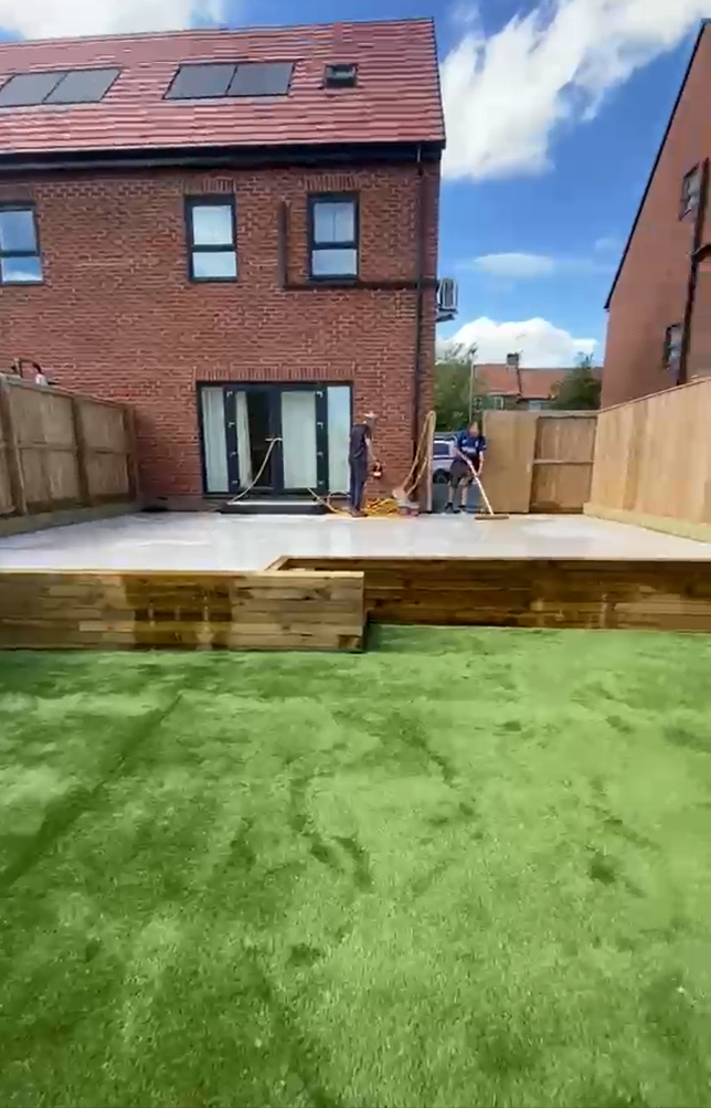Garden Transformation with Porcelain Patio and Artificial Lawn
